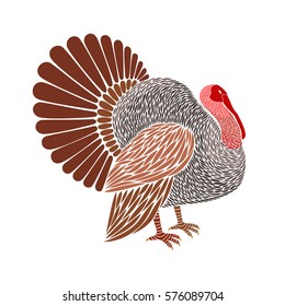 Colorful turkey on white background. Turkey logo, turkey sign.