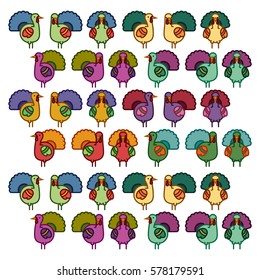Colorful turkeys