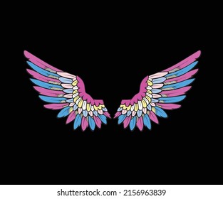 colorful turquoise stylish wings with dark background , vector eps 10 available.