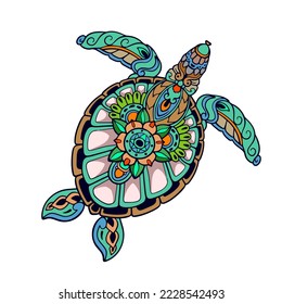 Colorful Turtle Mandala arts. isolated on white background. svg