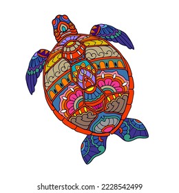 Colorful Turtle Mandala arts. isolated on white background. svg