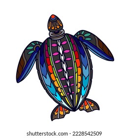 Colorful Turtle Mandala arts. isolated on white background.