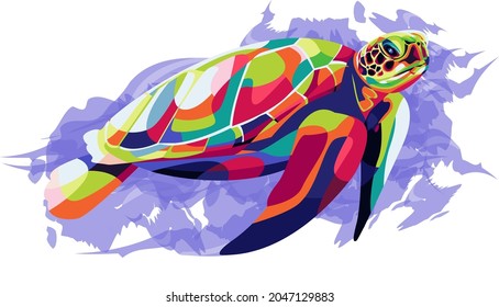 colorful turtle vector art  illustration