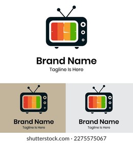 Diseño del logotipo del reloj de la televisión colorida