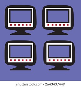 Ícone colorido de TV em estilo vetorial vibrante, simbolizando mídia, entretenimento e transmissão. Ideal para streaming de aplicativos e design criativo. Arquivo EPS do Adobe Illustrator incluído.