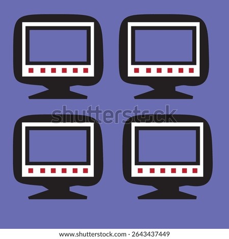 Colorful TV icon in vibrant vector style, symbolizing media, entertainment, and broadcasting. Ideal for streaming apps and creative design. Adobe Illustrator EPS file included.