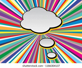 Colorful Tv style rays with comic speech bubble vector.