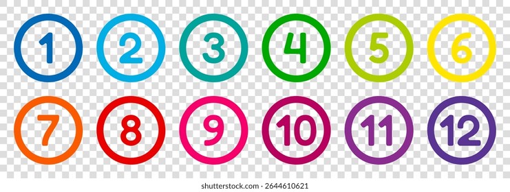 colorido doze marcadores, de 1 a 12 marcadores redondos, vetor infographics elementos