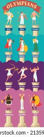 Colorful Twelve Greek Olympian Gods And Goddesses Infographic