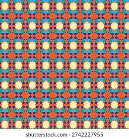 Colorful Twelve-Point Star Geometric Pattern – Yellow, Red, Blue, Green Tessellation Design