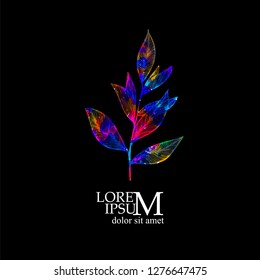 Colorful twig with leaves. Vector