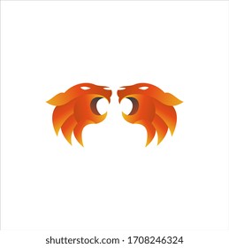 colorful twin tiger gradient artwork logo template. Animal abstract design vector concept