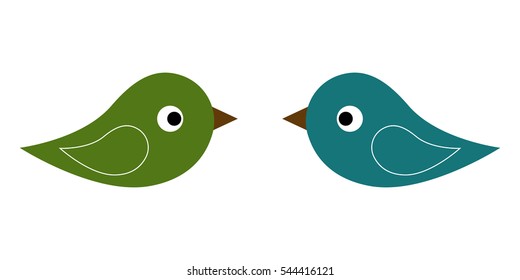 colorful twins birds cartoon isolated on white background. vector illustration