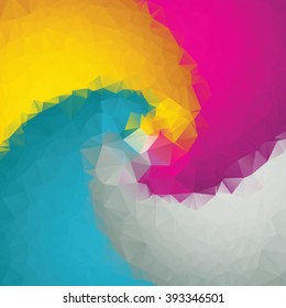 Colorful twirl design in triangle style