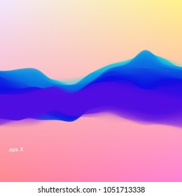 Colorful twisted dynamic wavy structure. Modern abstract illustration with flowing digital vapor. Futuristic background with iridescent clouds. Soft fluid gradient surface. Element of design.