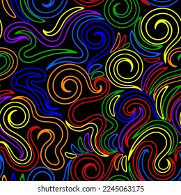 Colorful twisted lines vector seamless pattern