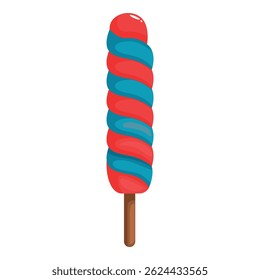 Colorful twisted lollipop with red and blue stripes, a sweet treat for everyone