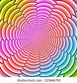 Colorful twisted and ribbed abstract flower background