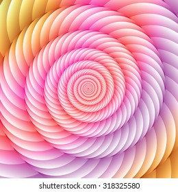 Colorful twisted spiral convolution object on background