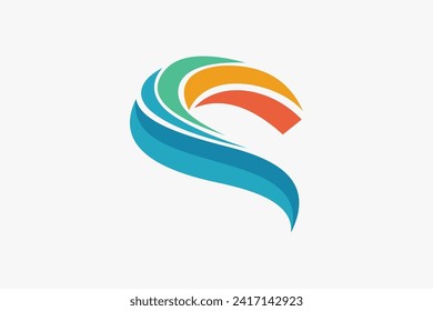 Colorful Twisted Wave, Initial Letter S Vector Logo Template. Usable for Universal Business Logos. Flat Vector Logo Design Template Element.