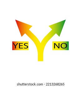 Colorful two arrows yes no. Cross symbol. Message tag. Vector illustration. Stock image. 