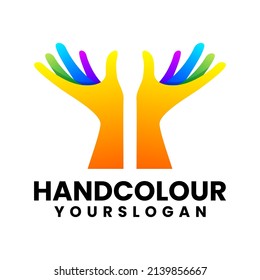 colorful two hand logo design template