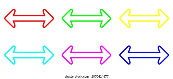 Colorful Two Side Arrow. Double direction arrow icon for your project. Double arrow icon graphic vector sign symbol. Flat design style. Vector icon on white background