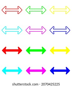 Colorful Two Side Arrow. Double direction arrow icon for your project. Double arrow icon graphic vector sign symbol. Flat design style. Vector icon on white background
