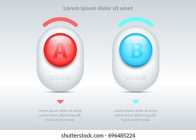 Colorful Two topics 3d marble circle on white square for presentation cover poster vector design infographic illustration concept