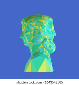 Colorful Two-faced Janus, Greek God Of Time On Isolated Background. Vibrant Low Poly Vector 3D Rendering