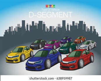 The Colorful Type Of Vehicle D-SEGMENT Created vector art image illustration