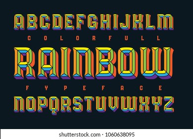 Colorful typeface with bright rainbow fill