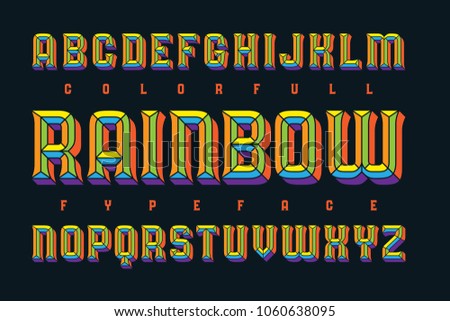 Colorful typeface with bright rainbow fill