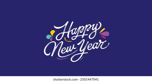 Colorful typogaphy lettering greeting  of Happy New Year  on solid  background.