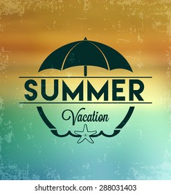 Colorful Typographic Summer Background Design  - Summer Vacation Concept  on Tropical Beach Background - Vector design for print or web