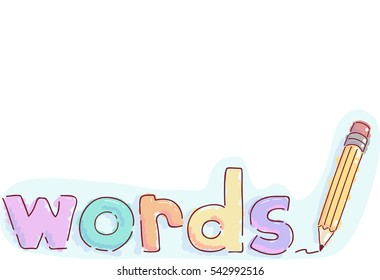 Colorful Typography Illustration Featuring a Pencil Writing Words Down