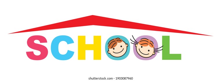 Colorful typography text banner. Word school vector design