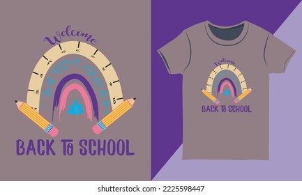 Colorful Typography T-shirt Design. Welcome Back To School Vector Illustration