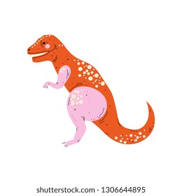 Colorful Tyrannosaurus Dinosaur, Cute Prehistoric Animal Vector Illustration