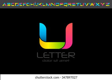 Colorful U letter Logo design alphabet collection