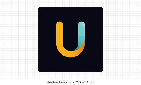 Logotipo colorido del Vector de la letra de U, letra elegante de la muestra del logotipo del gradiente U, símbolo del logotipo del carácter de U