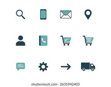 Colorful UI Icon Set – Flat Design Icons for Business, Delivery, and Settings