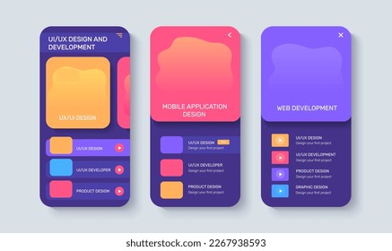 ilustración vectorial de diseño de aplicaciones móviles ui coloridas
