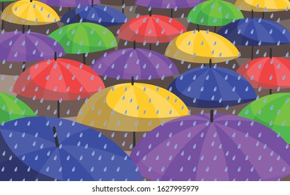 Colorful Umberella That Protects People From Rain Drops