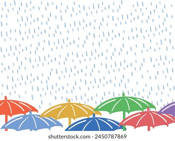  Colorful umbrella background with rain vector illustration