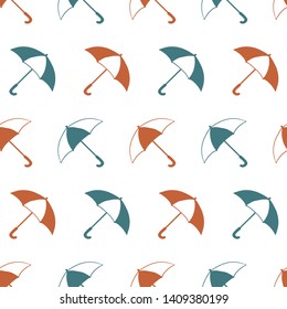 Colorful Umbrella Cartoon Vector White Background Color Seamless Pattern