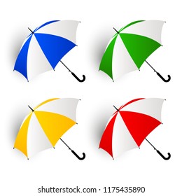 Colorful umbrella collection on white