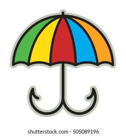colorful umbrella with fishing hooks-vector drawing                   