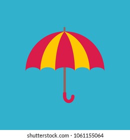 Colorful umbrella icon on blue background,vector illustration.