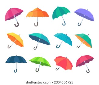 Colorful umbrella icon for rain protection open sun umbrella simple style